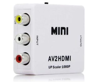 AV to HDMI Converter, 1080P Mini RCA Composite CVBS Video Audio Converter Adapter Support PAL/NTSC for TV/PC/Gaming Console, VHS/VCR/Blue-Ray DVD Players